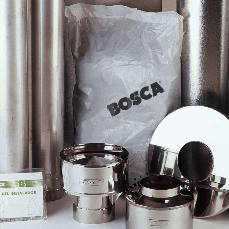 Estufa a leña BOSCA K350 kit instalación estufas y cocinas